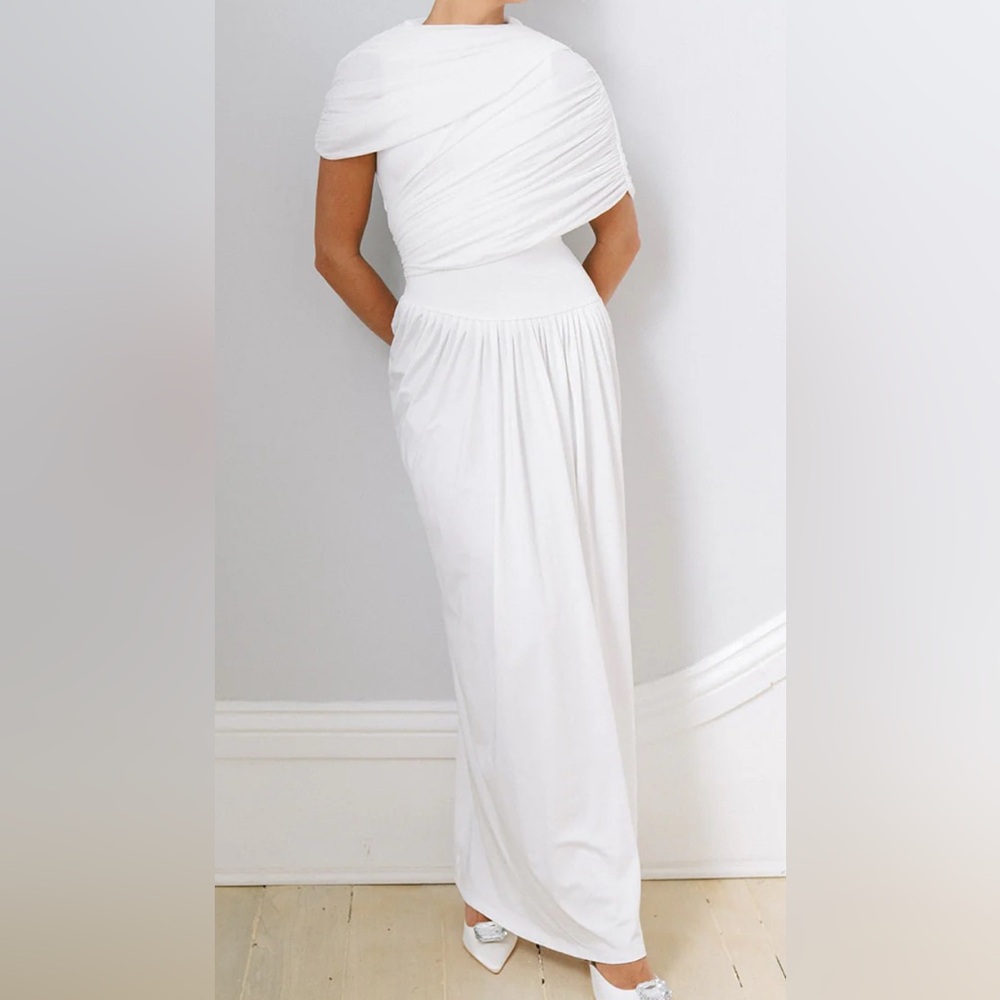 Classic White One-Shoulder Maxi Dress